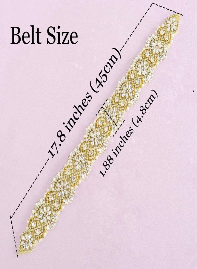 Pardecor Rhinestone Belt Women Belt Wedding Dress Gold Sash Crystal Applique Bridal Belt Bridal Gowns Sash Beaded Trim Bridesmaid Sash Perfect for Wedding - Image 2